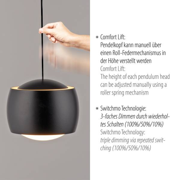 LED-Pendelleuchte Ballini - Eisen -Schwarz - Flammenanzahl: 5