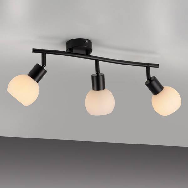 LED-Deckenleuchte Loki Typ B - Eisen / Opalglas - Schwarz - Flammenanzahl: 3