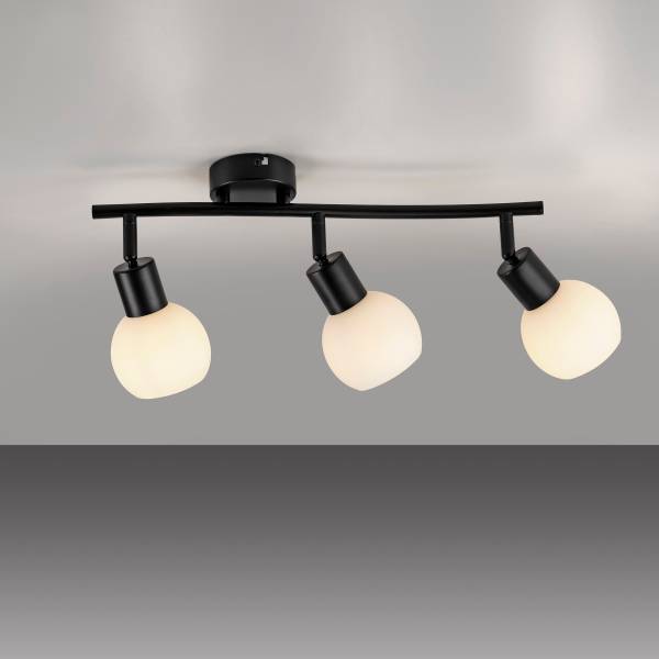 LED-Deckenleuchte Loki Typ B - Eisen / Opalglas - Schwarz - Flammenanzahl: 3