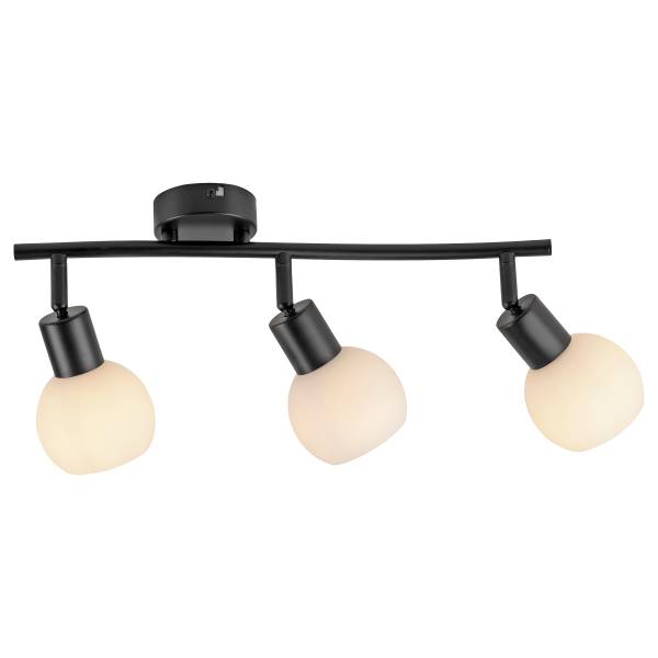 LED-Deckenleuchte Loki Typ B - Eisen / Opalglas - Schwarz - Flammenanzahl: 3