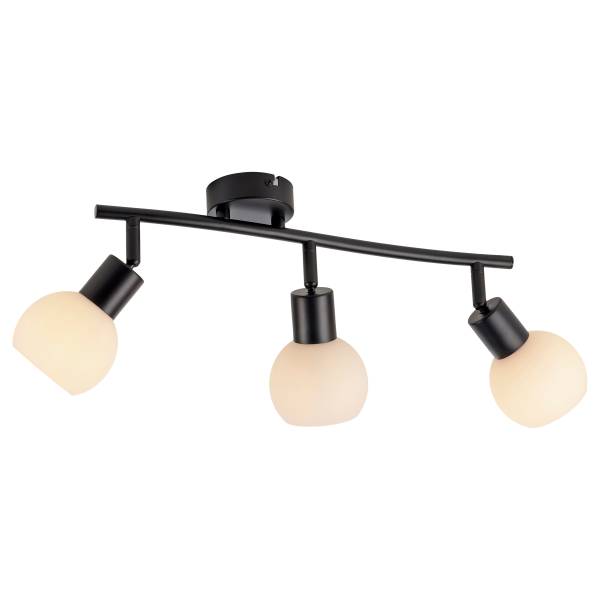 LED-Deckenleuchte Loki Typ B - Eisen / Opalglas - Schwarz - Flammenanzahl: 3