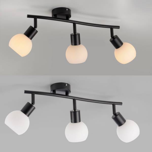LED-Deckenleuchte Loki Typ B - Eisen / Opalglas - Schwarz - Flammenanzahl: 3