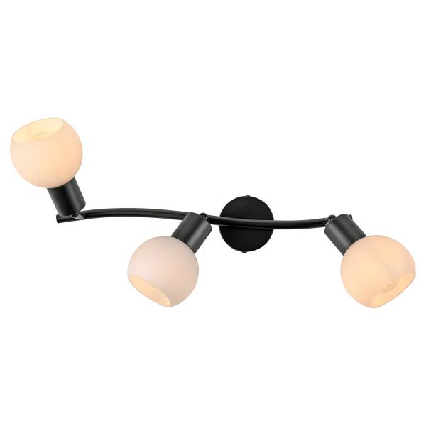 LED-Deckenleuchte Loki Typ B - Eisen / Opalglas - Schwarz - Flammenanzahl: 3