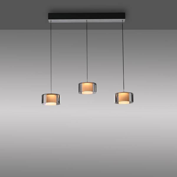 LED-Pendelleuchte Rika Typ A - Klarglas / Eisen - Schwarz - Flammenanzahl: 3