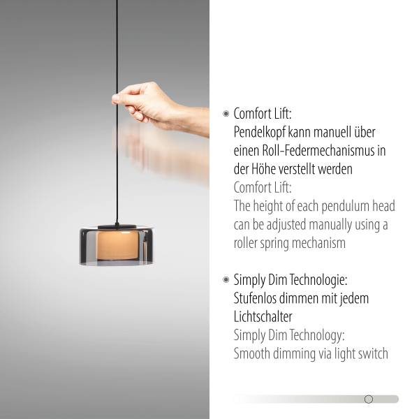 LED-Pendelleuchte Rika Typ A - Klarglas / Eisen - Schwarz - Flammenanzahl: 3