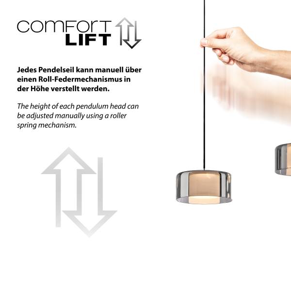LED-Pendelleuchte Rika Typ A - Klarglas / Eisen - Schwarz - Flammenanzahl: 3
