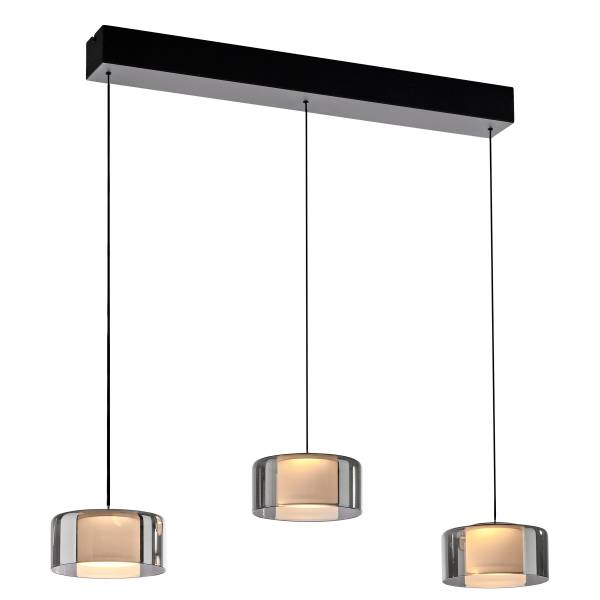 LED-Pendelleuchte Rika Typ A - Klarglas / Eisen - Schwarz - Flammenanzahl: 3