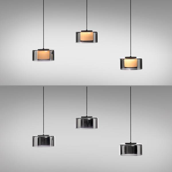 LED-Pendelleuchte Rika Typ A - Klarglas / Eisen - Schwarz - Flammenanzahl: 3