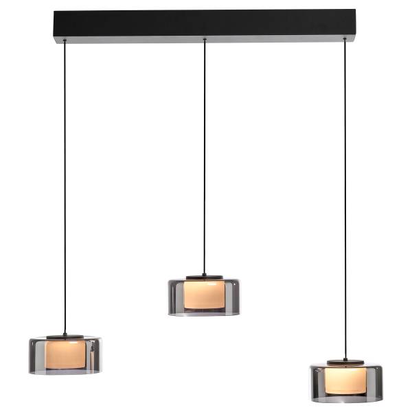 LED-Pendelleuchte Rika Typ A - Klarglas / Eisen - Schwarz - Flammenanzahl: 3