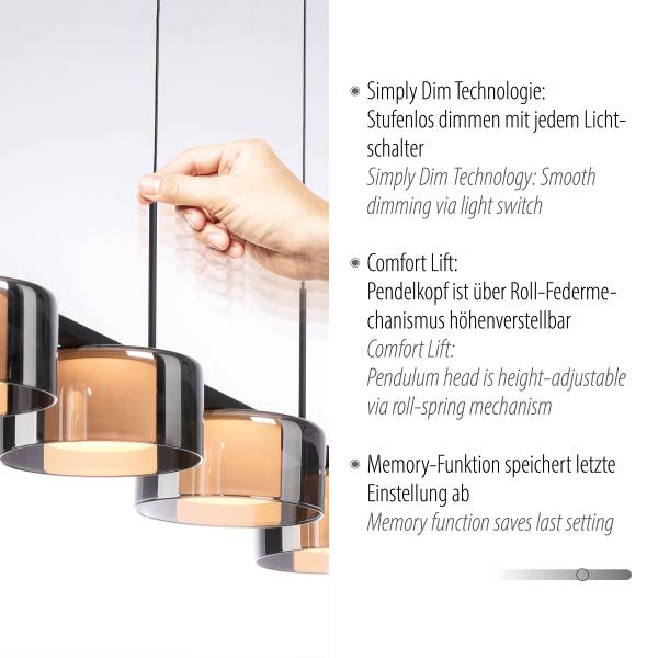 LED-Pendelleuchte Rika Typ B - Klarglas / Eisen - Schwarz - 5-flammig