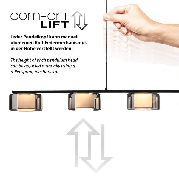 LED-Pendelleuchte Rika Typ B - Klarglas / Eisen - Schwarz - 5-flammig