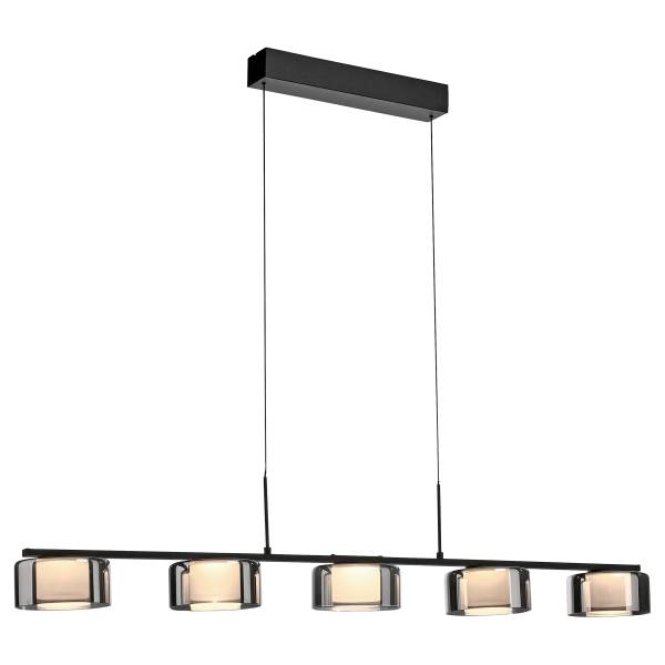 LED-Pendelleuchte Rika Typ B - Klarglas / Eisen - Schwarz - 5-flammig