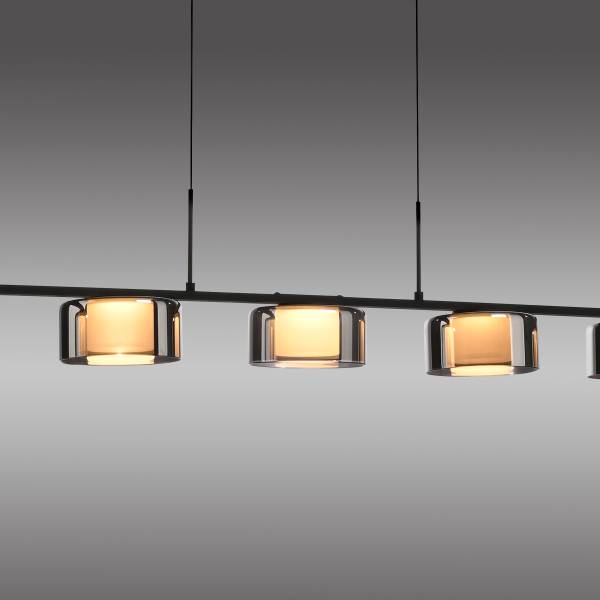 LED-Pendelleuchte Rika Typ B - Klarglas / Eisen - Schwarz - 5-flammig