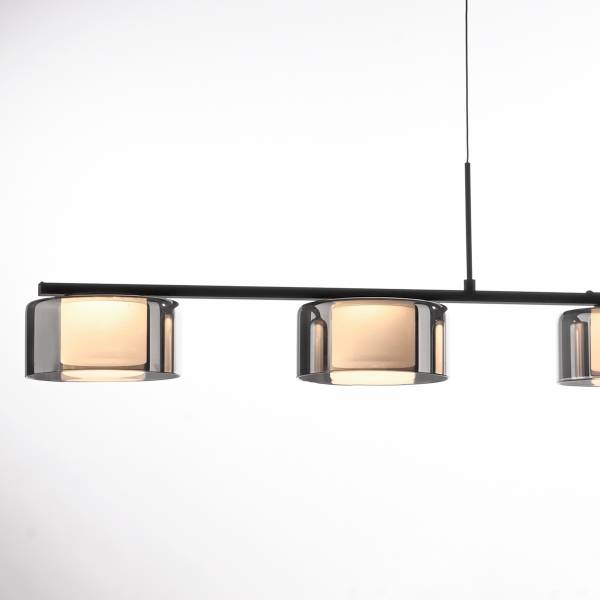LED-Pendelleuchte Rika Typ B - Klarglas / Eisen - Schwarz - 5-flammig