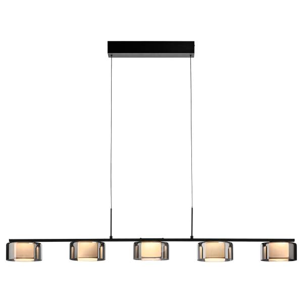 LED-Pendelleuchte Rika Typ B - Klarglas / Eisen - Schwarz - 5-flammig
