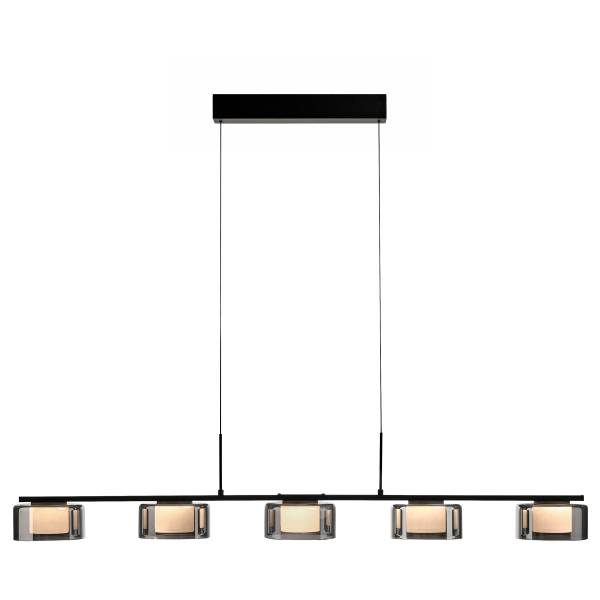 LED-Pendelleuchte Rika Typ B - Klarglas / Eisen - Schwarz - 5-flammig