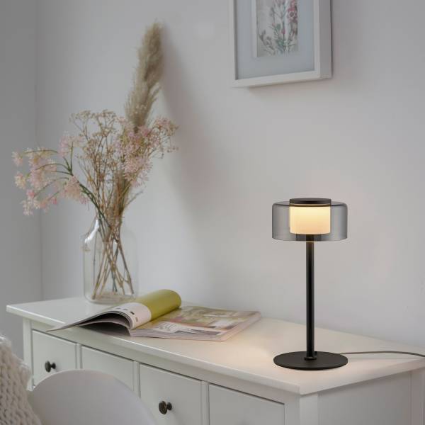 LED-Tischleuchte Rika Typ A - Klarglas / Eisen - Schwarz - 1-flammig
