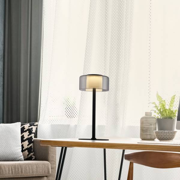 LED-Tischleuchte Rika Typ A - Klarglas / Eisen - Schwarz - 1-flammig