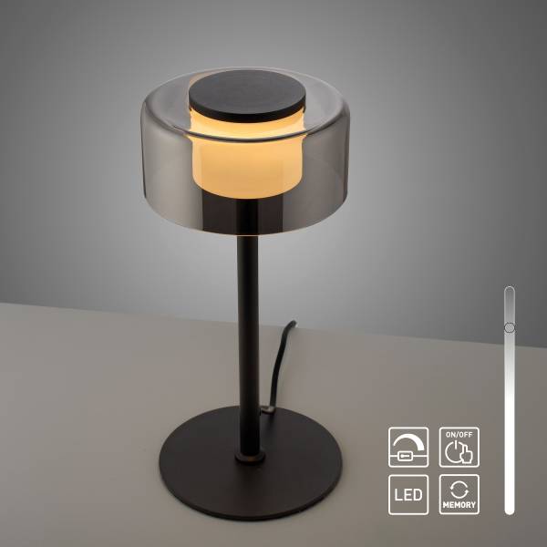 LED-Tischleuchte Rika Typ A - Klarglas / Eisen - Schwarz - 1-flammig