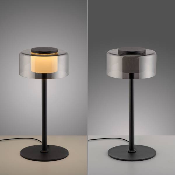 LED-Tischleuchte Rika Typ A - Klarglas / Eisen - Schwarz - 1-flammig
