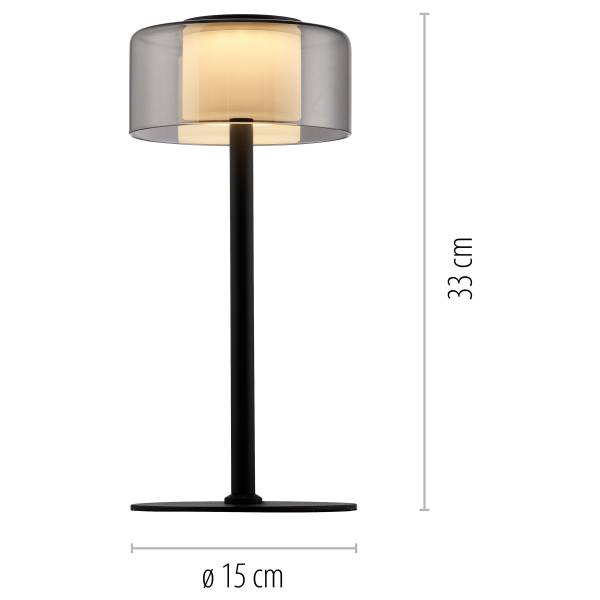 LED-Tischleuchte Rika Typ A - Klarglas / Eisen - Schwarz - 1-flammig