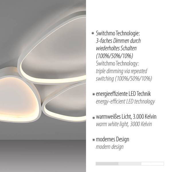 LED-Deckenleuchte Pebbles - Eisen / Aluminium - Weiß - Flammenanzahl: 3