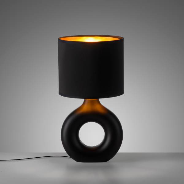 Tischleuchte Carara - Keramik - 1-flammig - Schwarz / Gold