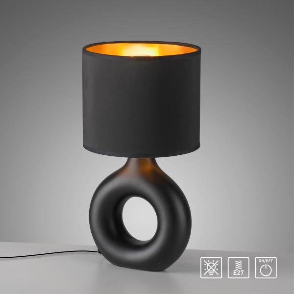 Tischleuchte Carara - Keramik - 1-flammig - Schwarz / Gold