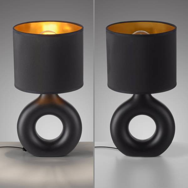 Tischleuchte Carara - Keramik - 1-flammig - Schwarz / Gold