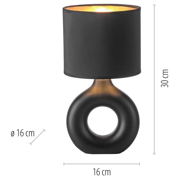 Tischleuchte Carara - Keramik - 1-flammig - Schwarz / Gold