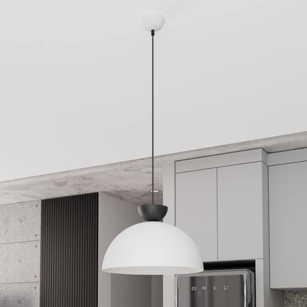 Pendelleuchte Lunaro - Stahl - Weiß - Durchmesser Lampenschirm: 40 cm