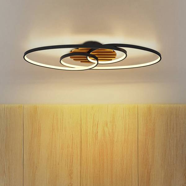 LED-Deckenleuchte Tisha Typ B - Eisen / Kiefer massiv - 1-flammig
