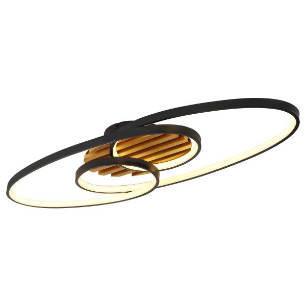 LED-Deckenleuchte Tisha Typ B - Eisen / Kiefer massiv - 1-flammig