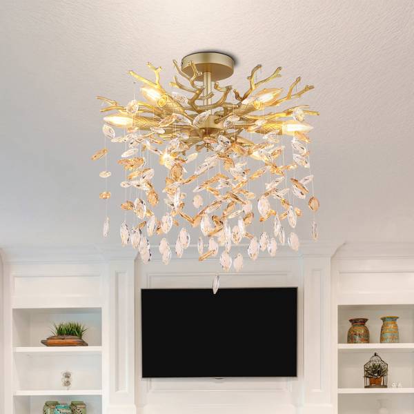 Deckenleuchte Queena Typ B - Glas / Eisen - 6-flammig - Gold