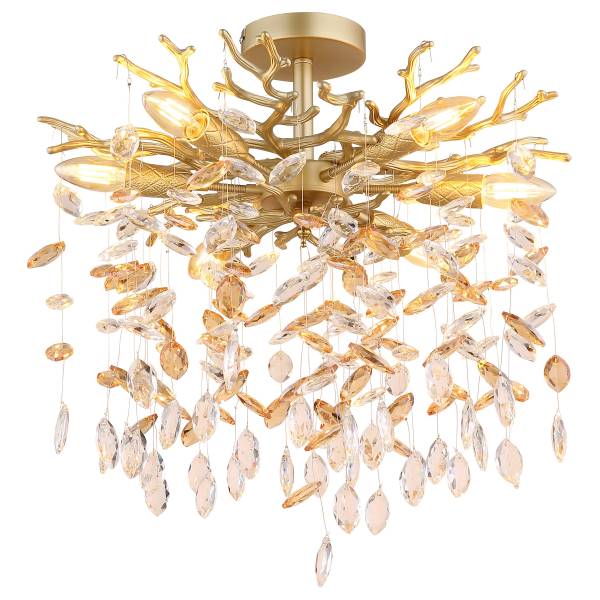 Deckenleuchte Queena Typ B - Glas / Eisen - 6-flammig - Gold