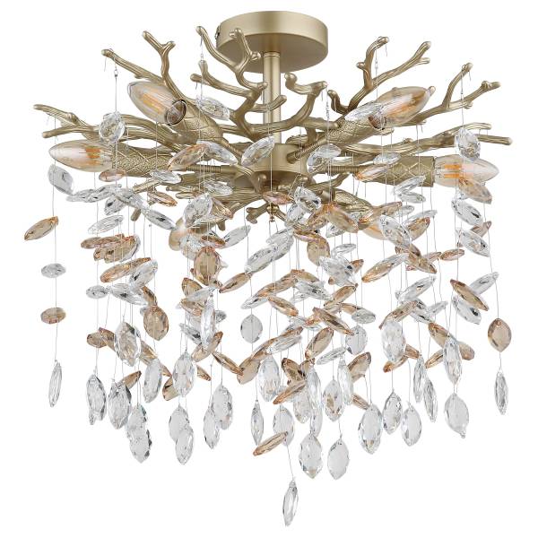 Deckenleuchte Queena Typ B - Glas / Eisen - 6-flammig - Gold