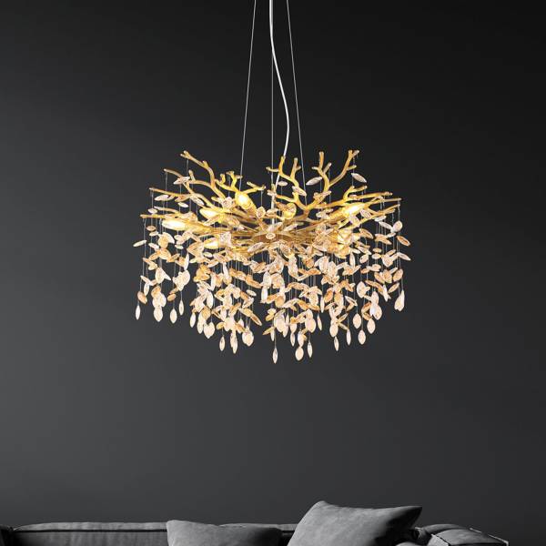 Pendelleuchte Queena Typ B - Glas / Eisen - 10-flammig - Gold