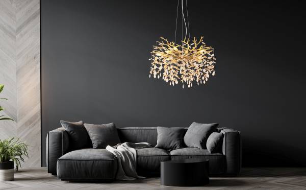 Pendelleuchte Queena Typ B - Glas / Eisen - 10-flammig - Gold