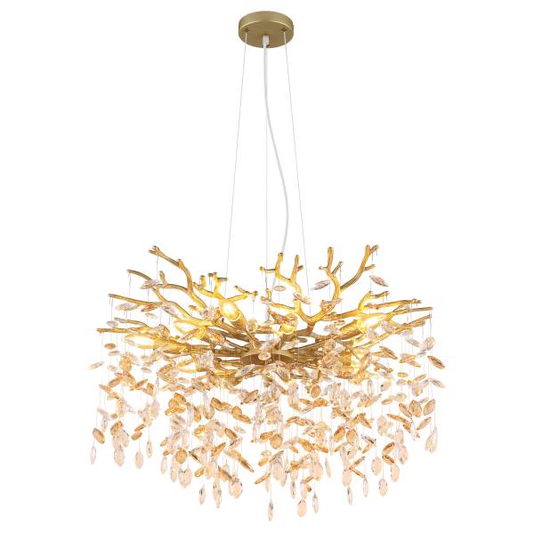 Pendelleuchte Queena Typ B - Glas / Eisen - 10-flammig - Gold