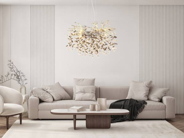 Pendelleuchte Queena Typ B - Glas / Eisen - 10-flammig - Silber