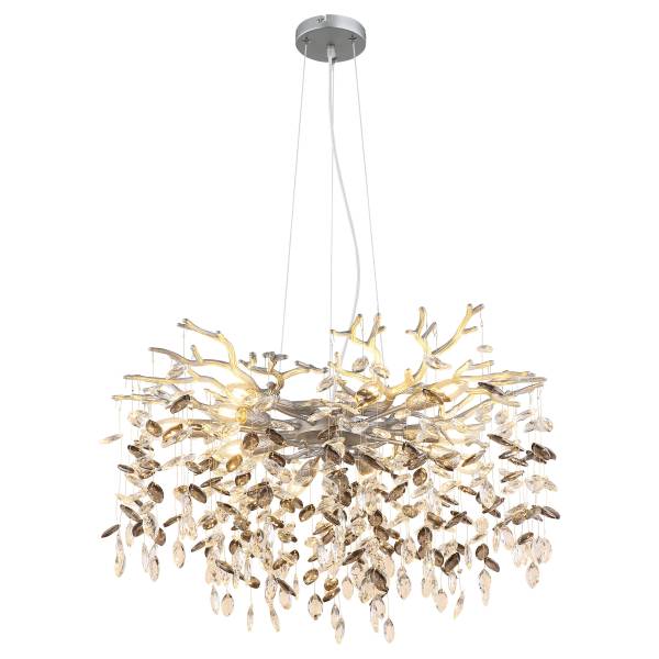 Pendelleuchte Queena Typ B - Glas / Eisen - 10-flammig - Silber