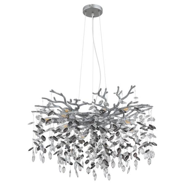 Pendelleuchte Queena Typ B - Glas / Eisen - 10-flammig - Silber