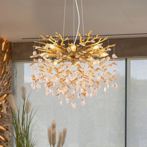Pendelleuchte Queena Typ A - Glas / Eisen - 8-flammig - Gold