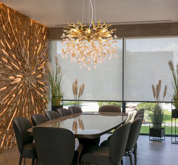 Pendelleuchte Queena Typ A - Glas / Eisen - 8-flammig - Gold