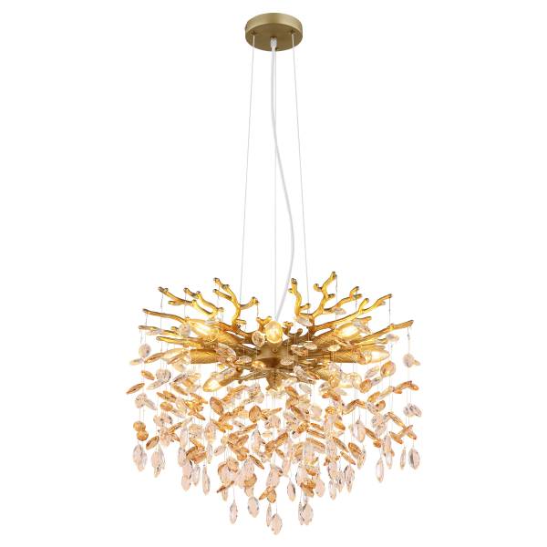 Pendelleuchte Queena Typ A - Glas / Eisen - 8-flammig - Gold