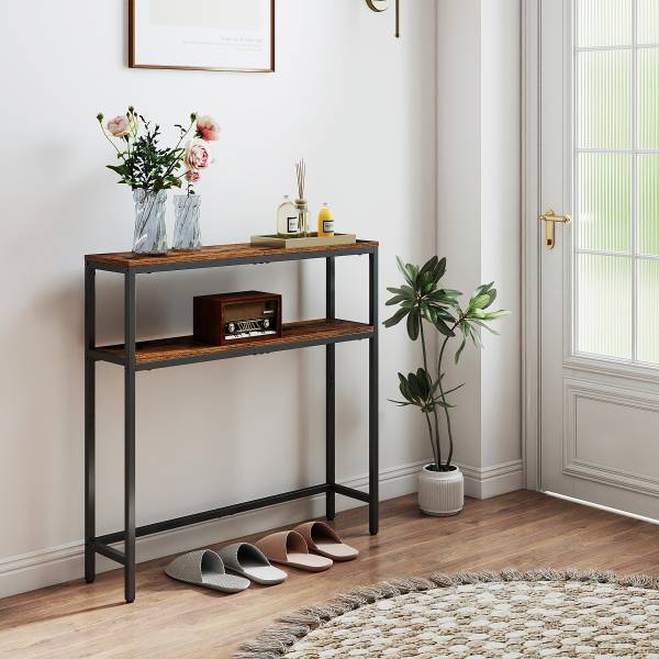 Konsolentisch Long Pine - 80 cm - Altholz Dekor / Schwarz