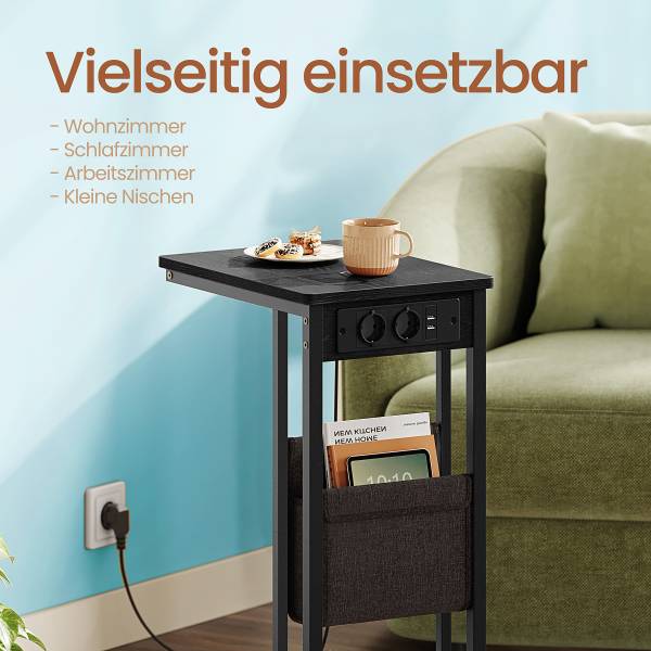 Beistelltisch Mahari mit Steckdose - Schwarz