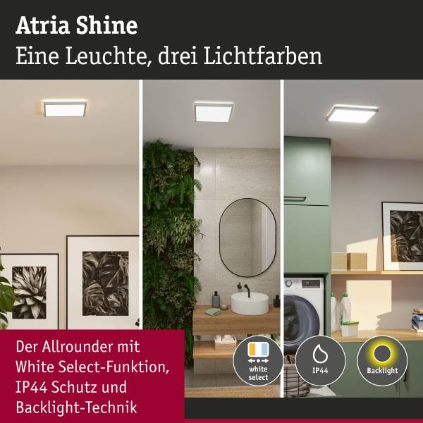 LED-Deckenleuchte Atria Shine Select - Kunststoff - 1-flammig - Silber - 30 x 30 cm