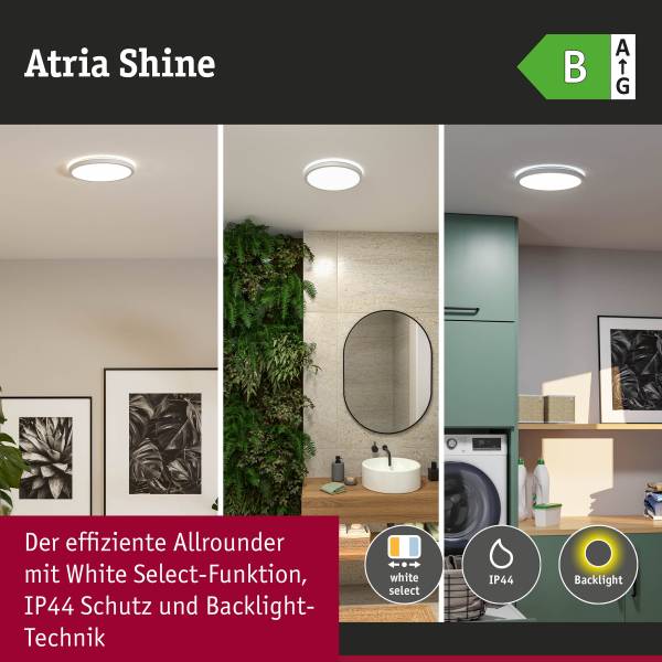 LED-Deckenleuchte Atria Shine Select R - Kunststoff - 1-flammig - Weiß - Durchmesser: 29 cm