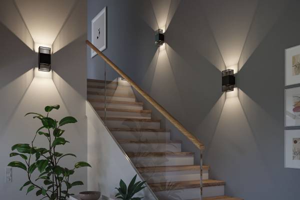 LED-Außenwandleuchte Tharin - Edelstahl - 1-flammig - Schwarz